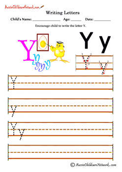 Writing alphabet Y