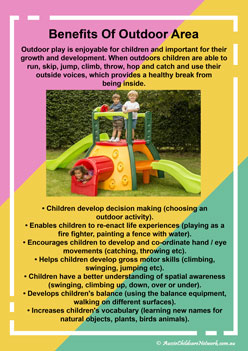Benefits Of Outdoor Area, classroom display posters, interest areas, play based learning