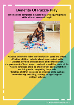 Benefits Of Puzzle Play, classroom display posters, interest areas, play based learning