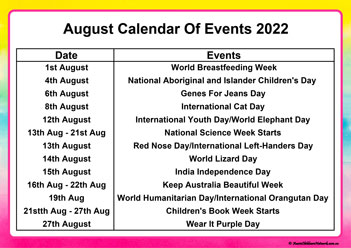 calendar of events 2022 early childhood services