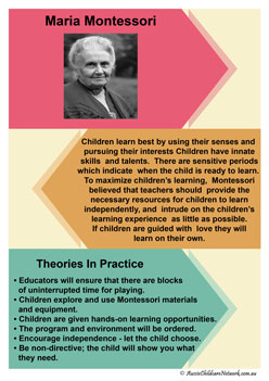 early childhood development child theorists maria montessori posters classroom display