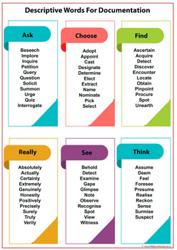 descriptive words for observations, eylf, mtop, classroom displays, writing prompts, reports 