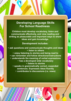 language developmental skills school readiness big school preschool children classroom display poster