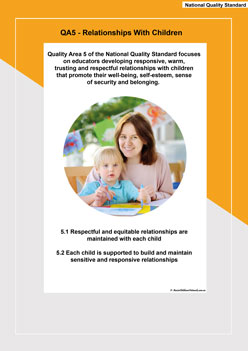 National Quality Standards Quality Area 5  Relationships with Children Posters Early Childhood 