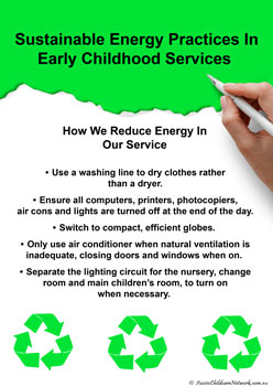 sustainable energy in early childhood services display posters