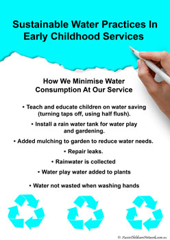 sustainable water practices in early childhood services display posters