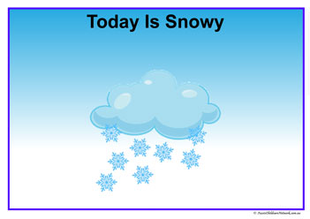 snowy weather chart for kids, printable, daily weather, weather display