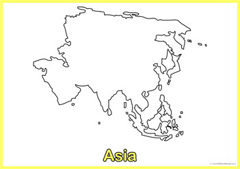 Continent Colouring Asia, colouring continents, seven continents colouring pages, continents of the world colouring