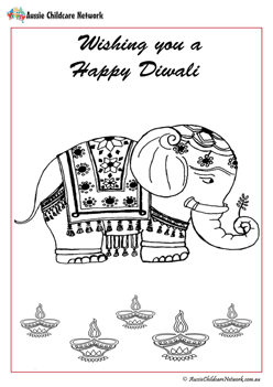 Diwali Elephant Coloring Pages