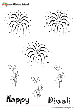 Diwali Fireworks Colouring Pages