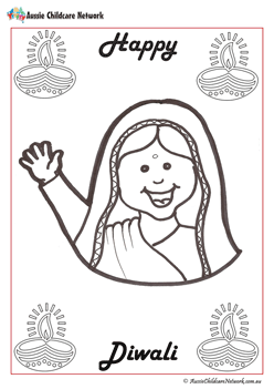 Diwali Girl Colouring Pages