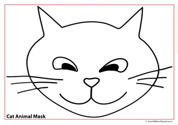 farm animal face masks colouring for children cat