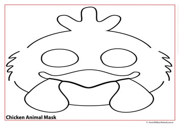 farm animal face masks colouring for children chicken
