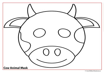 farm animal face masks colouring for children cow