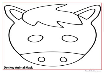 farm animal face masks colouring for children donkey