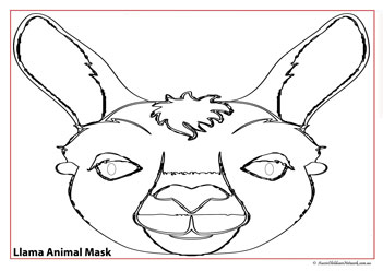 farm animal face masks colouring for children llama