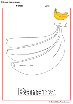 banana fruit colouring pages worksheets for children