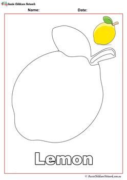 lemon fruit colouring pages worksheets for children