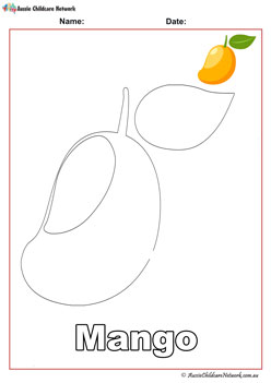 mango fruit colouring pages worksheets for children