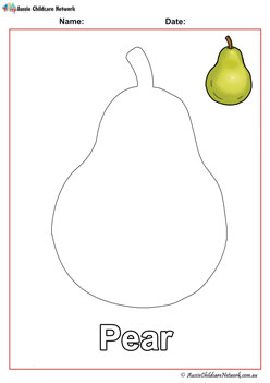 pear fruit colouring pages worksheets for children