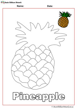 pineapple fruit colouring pages worksheets for children