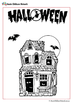 Halloween Haunted House Colouring Pages