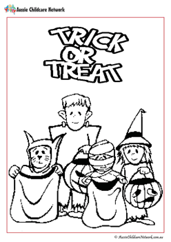 Halloween Trick Treat Colouring Pages