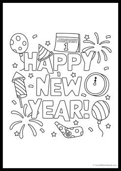 New Year Colouring Pages 9