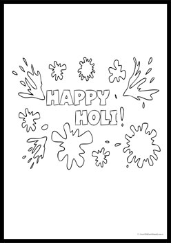 Holi Colouring Pages 16,  holi theme colouring pages, holi colouring worksheets for children