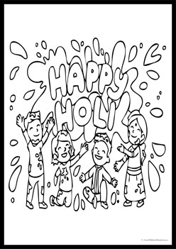 Holi Colouring Pages 17,  holi theme colouring pages, holi colouring worksheets for children