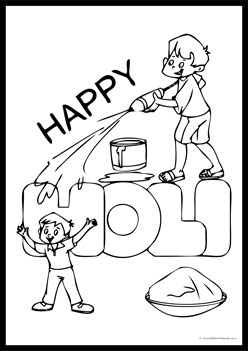 Holi Colouring Pages 5,  holi theme colouring pages, holi colouring worksheets for children