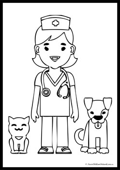 Veterinary Hospital Colouring Pages 2