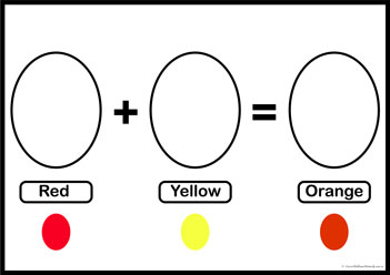 Colour Mixing Worksheet 1, learning colours preschool