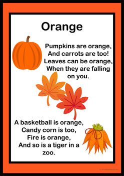 Colour Poems Orange, colour activities