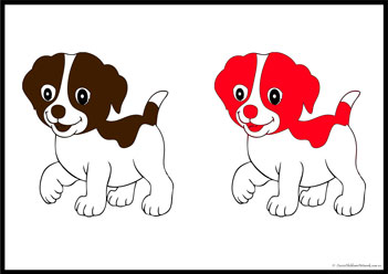Dog Colour Match All2,  pets theme, colour recognition worksheets for preschool, learning primary colours worksheet for preschool, learning secondary colours worksheets for children, preschool colours