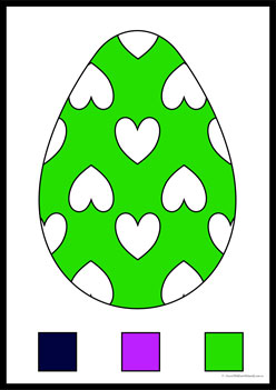 Egg Colour Clipcards Green,  colour eggs worksheets, easter eggs colour matching worksheets, colour clip cards matching eggs worksheets, colour recognition easter eggs, easter eggs identifying colours worksheets
