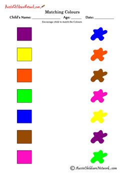 matching colors worksheets