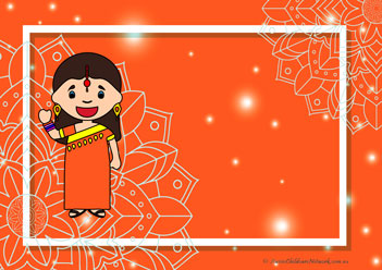orange saree colour matching recognising colours worksheet diwali theme