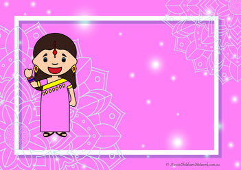 pink saree colour matching recognising colours worksheet diwali theme