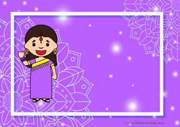 purple saree colour matching recognising colours worksheet diwali theme