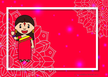 red saree colour matching recognising colours worksheet diwali theme