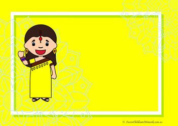 yellow saree colour matching recognising colours worksheet diwali theme