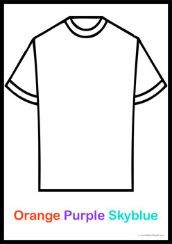 Tshirt Colour Patterns 3,  holi colour theme worksheets, learning colours worksheets, recognising primary and secondary colours for preschoolers, colour patterns worksheets