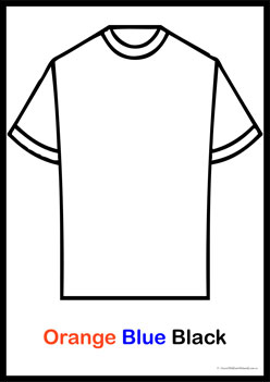 Tshirt Colour Patterns 5,  holi colour theme worksheets, learning colours worksheets, recognising primary and secondary colours for preschoolers, colour patterns worksheets