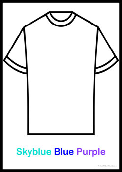 Tshirt Colour Patterns 6,  holi colour theme worksheets, learning colours worksheets, recognising primary and secondary colours for preschoolers, colour patterns worksheets