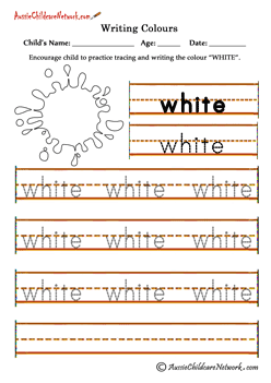 writing colors worksheets