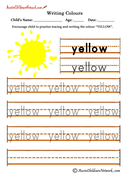 writing colours worksheets