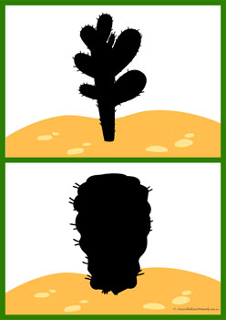 Cactus Shadow Match 5, shadow match printables