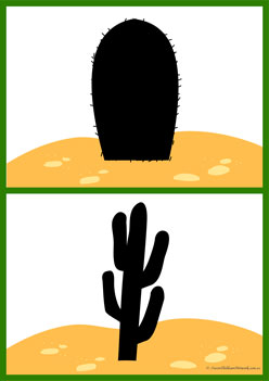 Cactus Shadow Match 7, shadow matching for preschoolers