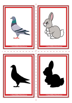 farm animal shadow flashcards pig rabbit  preschool children memory game